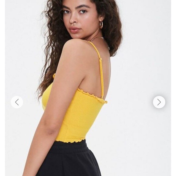 FOREVER 21 Yellow Embroidered Bee Kind Lettuce Hem Tube Top Cami Tank NEW - Picture 2 of 12